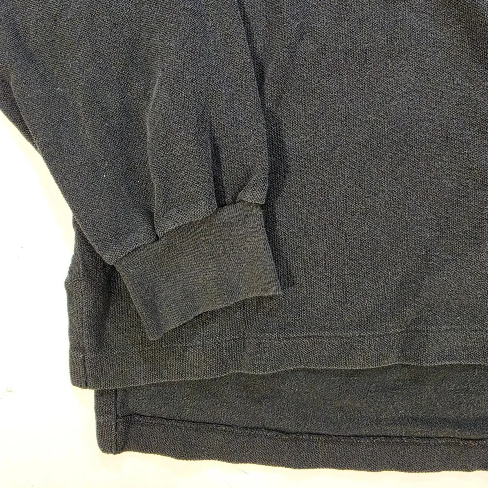 Polo Ralph Lauren Mens Black Long Sleeve Pique Polo Shirt Red Pony Logo Size L
